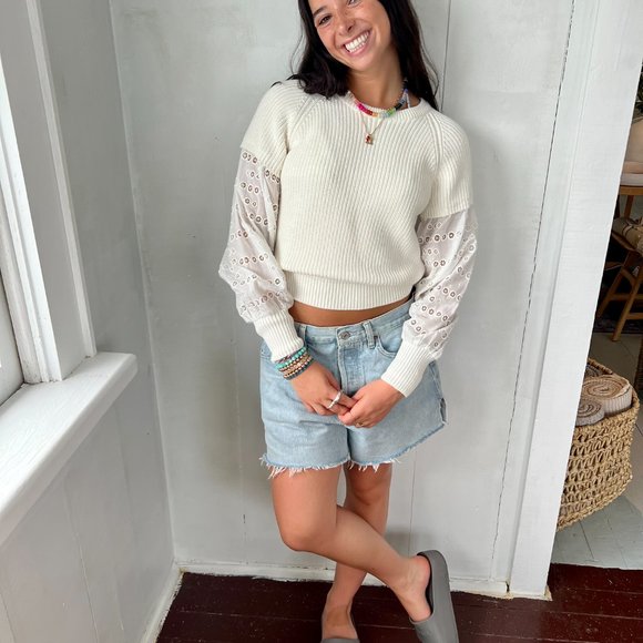 White Eyelet Sweater - Picture 3 of 7